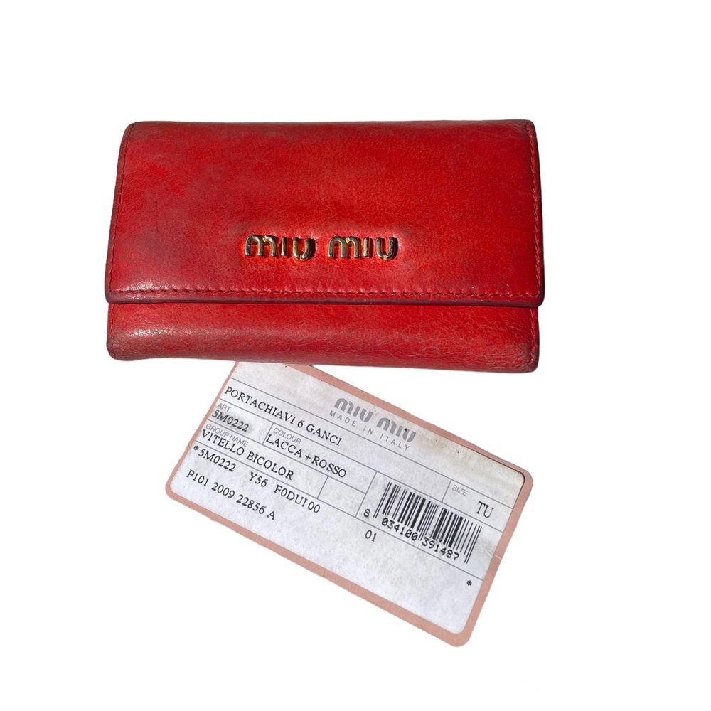 Miu Miu by Prada Red Lambskin Leather 6 Key Card Case